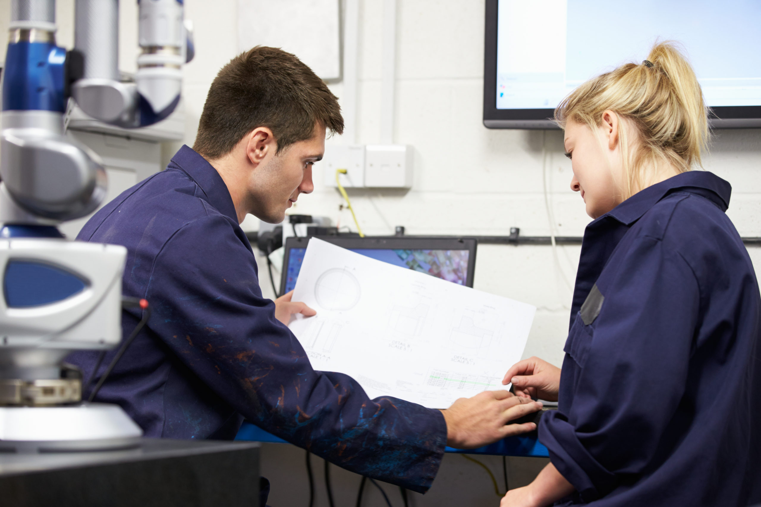 Engineering apprentices learning CAD